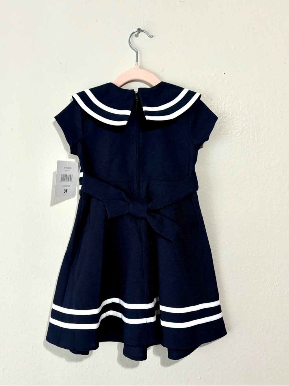 NWT Jessica Ann Girls Sailor Dress Navy Blue White Short Sleeve Size 3T - Picture 4 of 6